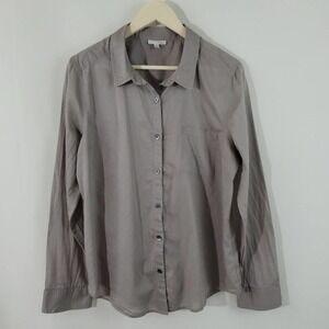 Halogen Gray/Pink Polkadot Button-Up Shirt Sz XL